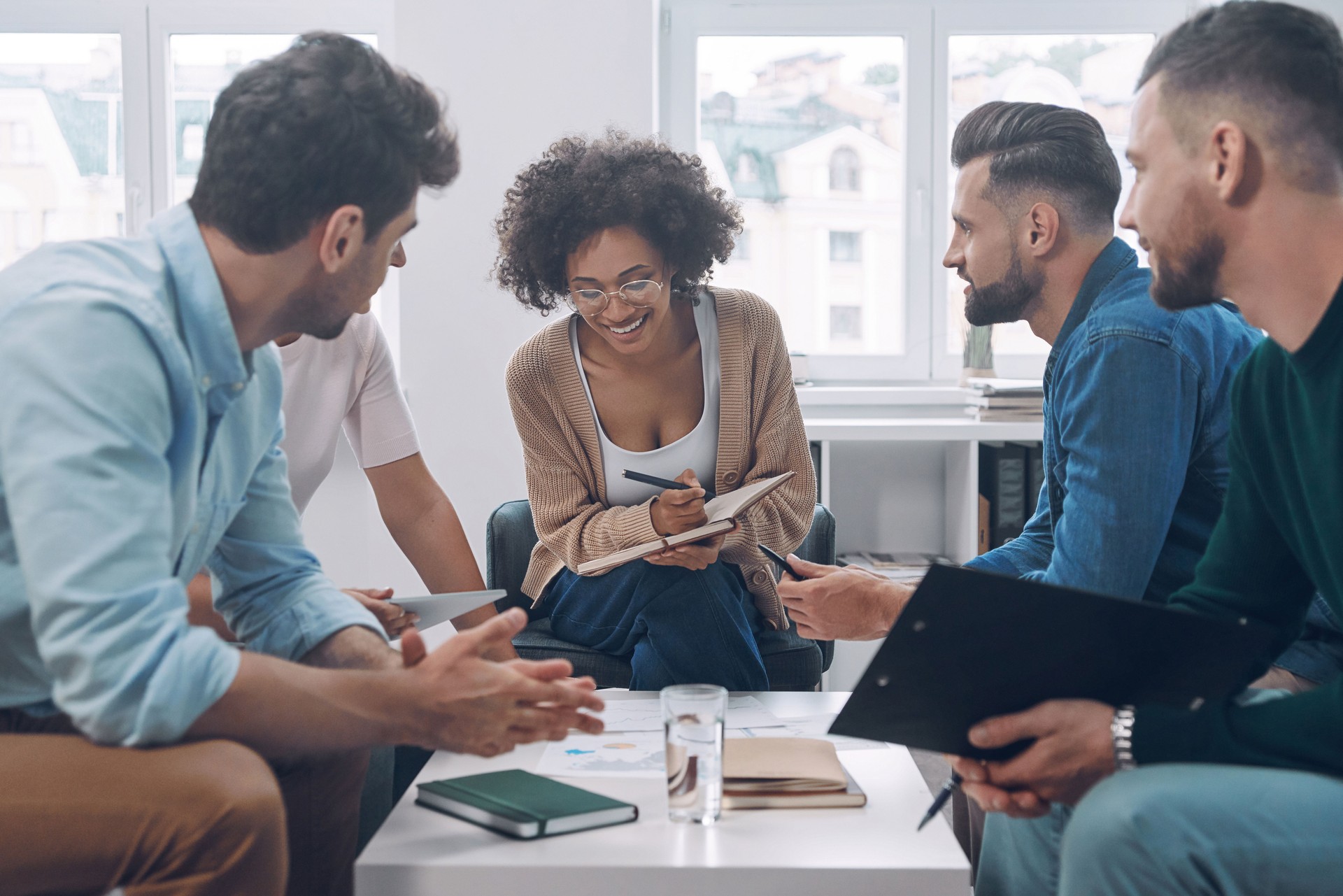 Confident business team having meeting